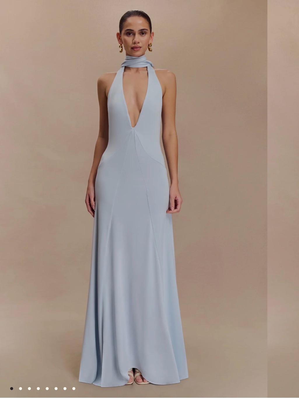 Meshki Slinky Maxi Dress With Scarf - Pale Blue Size Xs